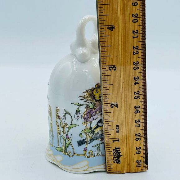Vintage German Hutschenreuther Porcelain Bell Januar Germany Signed Birds & Sun - Picture 7 of 8